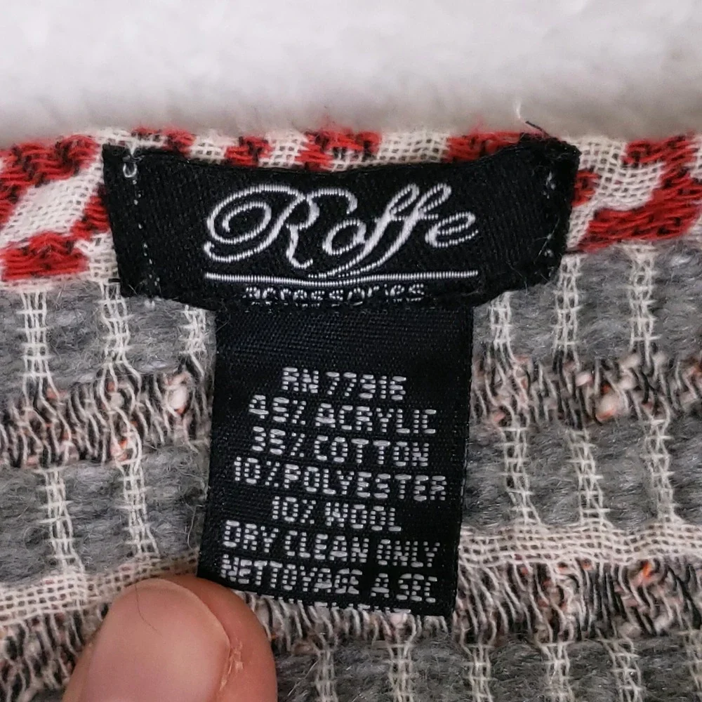 Roffe Fringe Cardigan Jacket Red Gray Fair Isle Boho Wool Blend Sweater Coat M‎